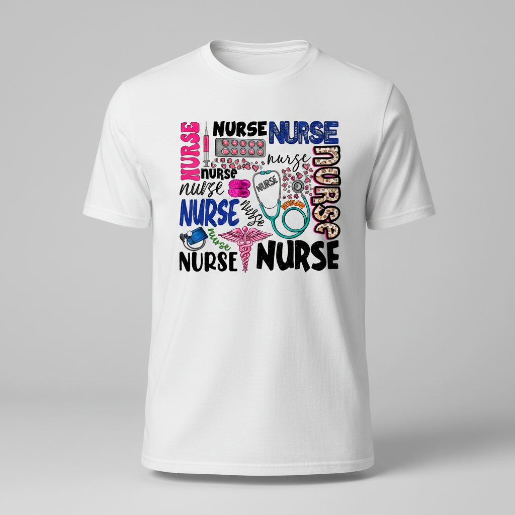 Colorful Nurse Graphic T-Shirt